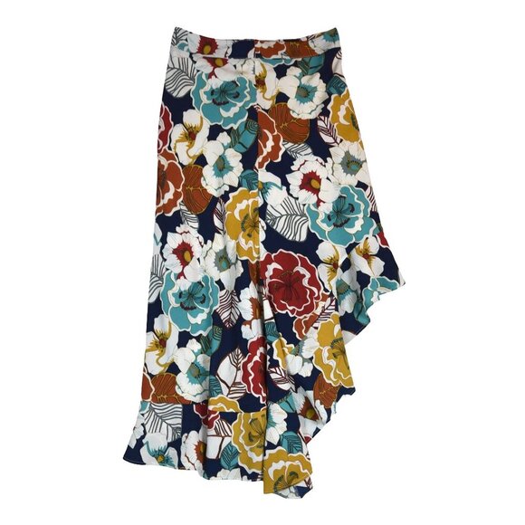 Free People USA Floral Wrap Midi Skirt Size 6 Boho A-Line Retro Print Festival V - Picture 2 of 8